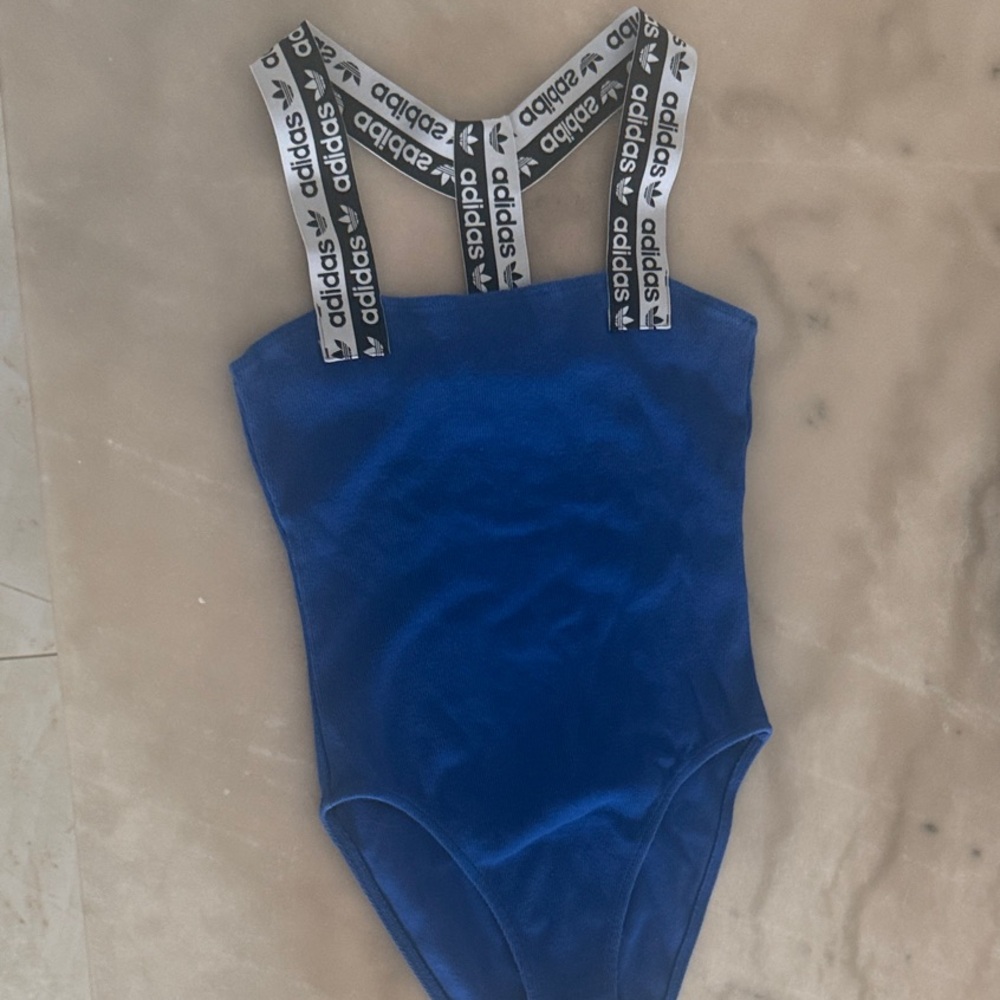 Adidas Kids Royal Blue Bodysuit with Logo Straps